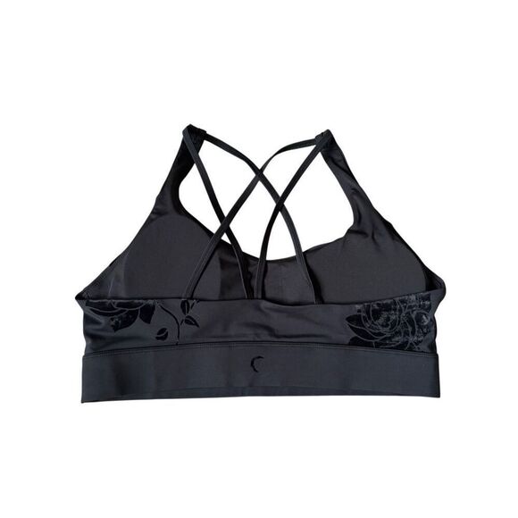 Zyia Active Velvet Floral Light N Tight Strappy Sports Bras size XXXL Black - Picture 3 of 6